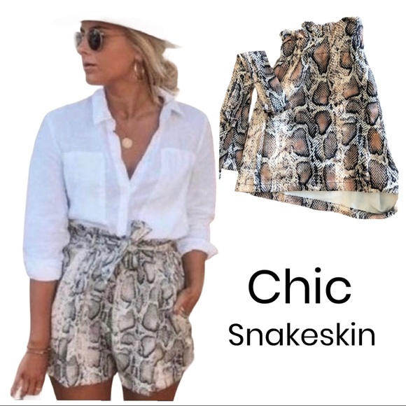snakeskin paper bag shorts
